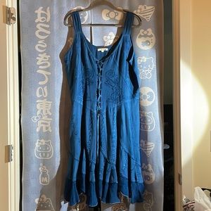 Rebellion again navy embroidered dress - fuego